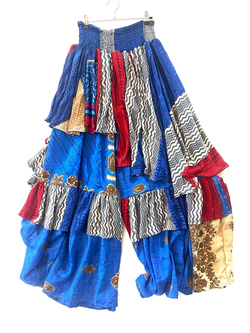 Kantha Bae Sari Enchanted Palazzo Pants in red white and blue -  Free Size - Picture 2 of 8